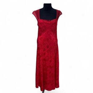 1990s Gold Label Victoria’s Secret Red Lace Maxi Dress